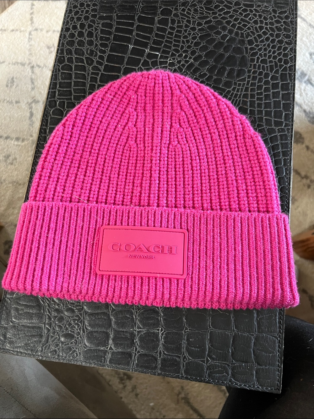 Coach pink beanie